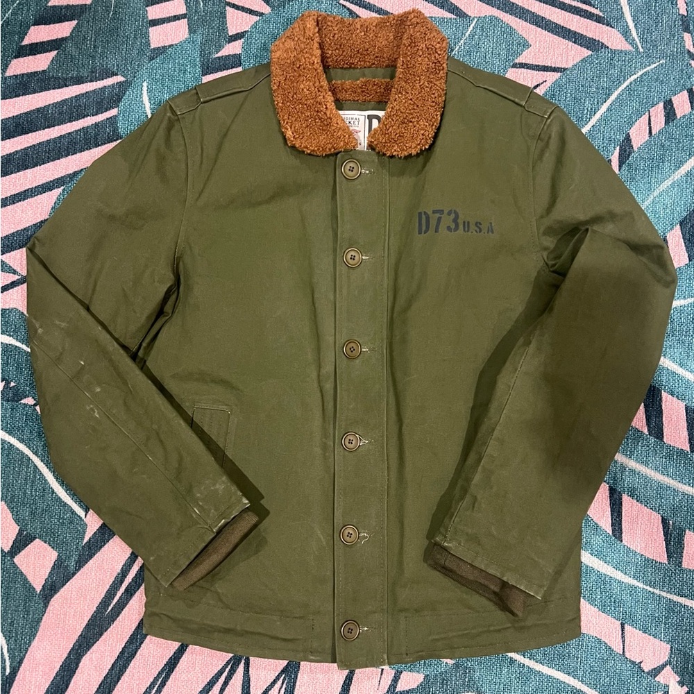 NWT The Original D73 Navy Surplus Sherpa Lined Wax Canvas Field Jacket